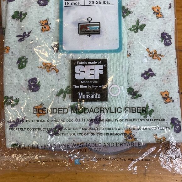 NOS Vintage Baby 9M Sleeper Footed‎ Pajamas Snap USA KMart NWT Lightweight - Picture 5 of 10